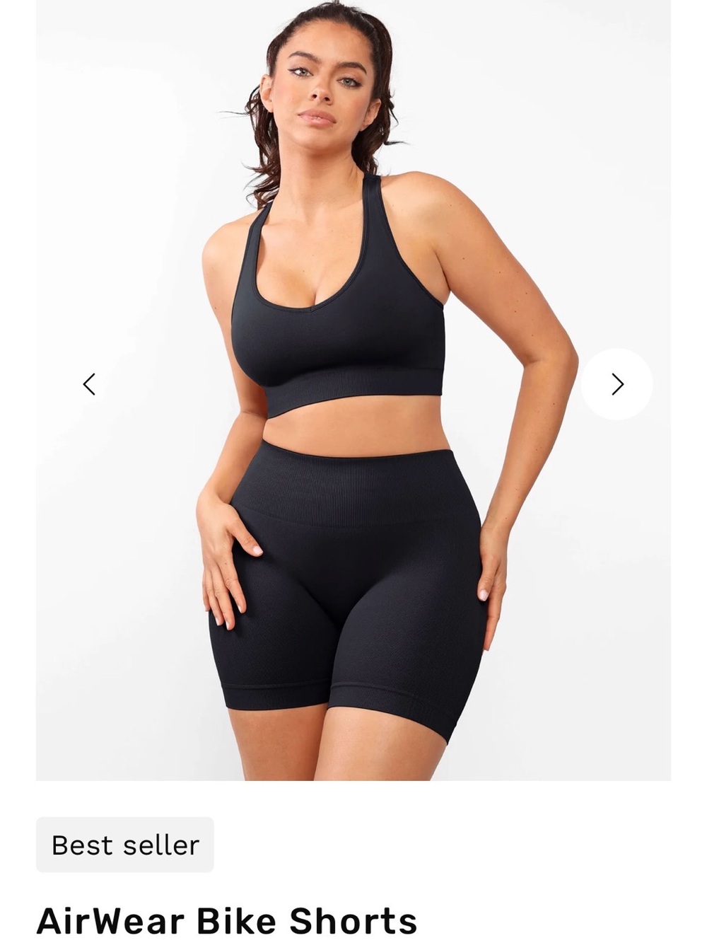 AirWear Black Sports Bra and Bike Shorts Set